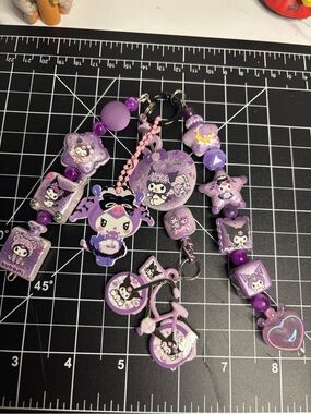 Purple Kuromi-Themed Kids Keychain Set